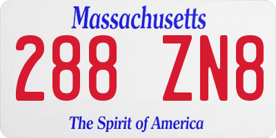 MA license plate 288ZN8