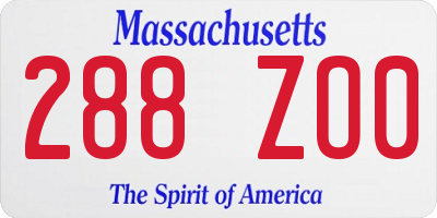 MA license plate 288ZO0
