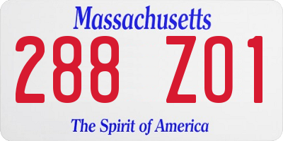 MA license plate 288ZO1