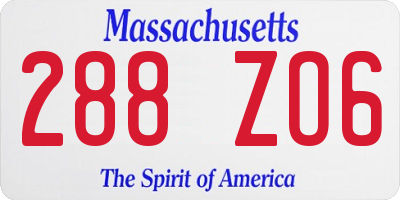 MA license plate 288ZO6