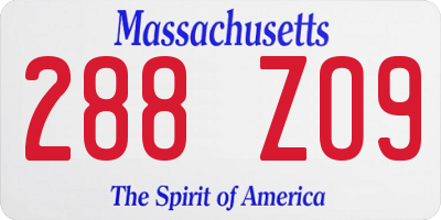 MA license plate 288ZO9