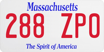 MA license plate 288ZP0