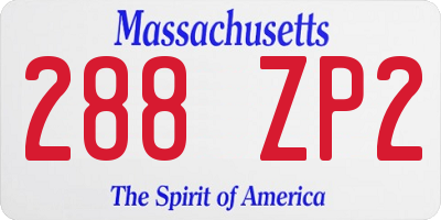 MA license plate 288ZP2
