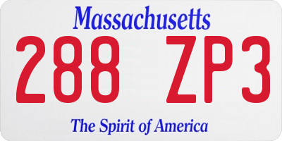 MA license plate 288ZP3