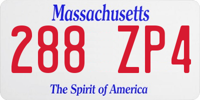 MA license plate 288ZP4