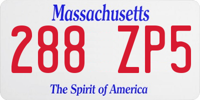 MA license plate 288ZP5