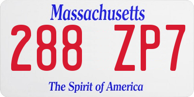 MA license plate 288ZP7