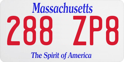 MA license plate 288ZP8