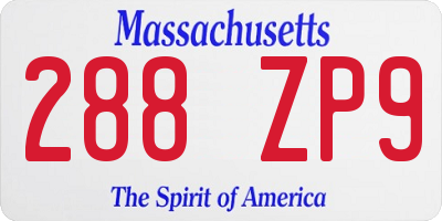MA license plate 288ZP9