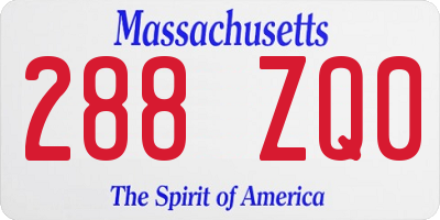 MA license plate 288ZQ0