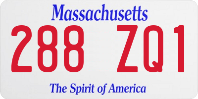 MA license plate 288ZQ1