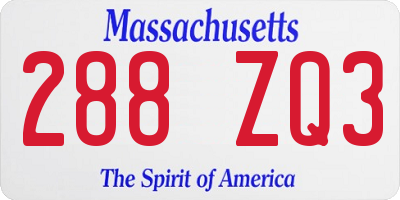 MA license plate 288ZQ3