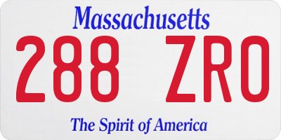 MA license plate 288ZR0