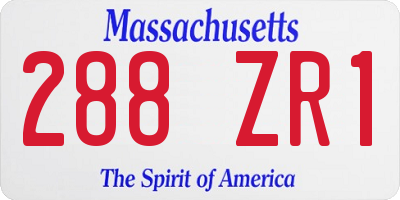 MA license plate 288ZR1