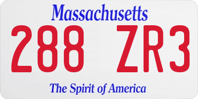 MA license plate 288ZR3