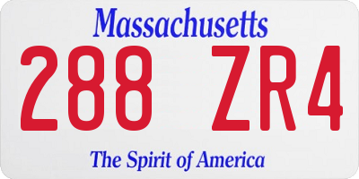MA license plate 288ZR4