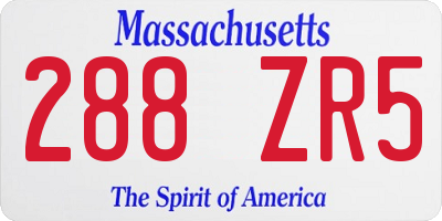 MA license plate 288ZR5