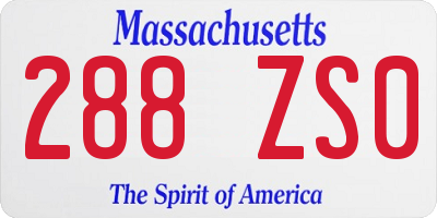 MA license plate 288ZS0
