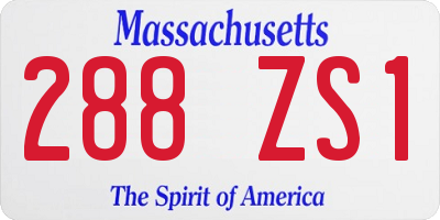MA license plate 288ZS1