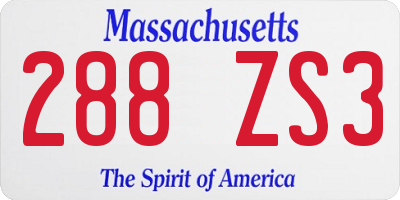 MA license plate 288ZS3