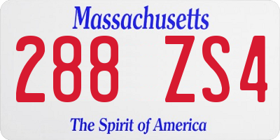 MA license plate 288ZS4