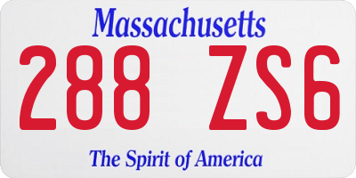 MA license plate 288ZS6