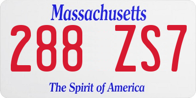 MA license plate 288ZS7