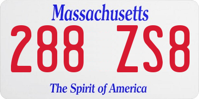 MA license plate 288ZS8