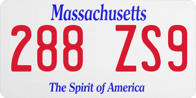 MA license plate 288ZS9