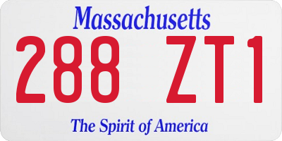 MA license plate 288ZT1