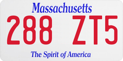 MA license plate 288ZT5