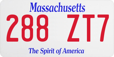 MA license plate 288ZT7