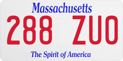 MA license plate 288ZU0