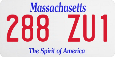 MA license plate 288ZU1
