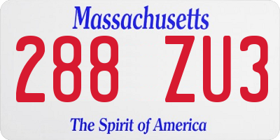 MA license plate 288ZU3