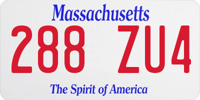 MA license plate 288ZU4