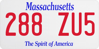 MA license plate 288ZU5