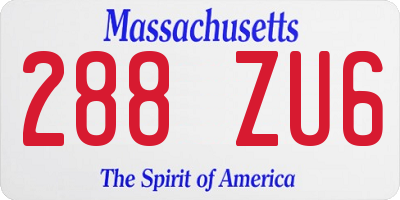 MA license plate 288ZU6