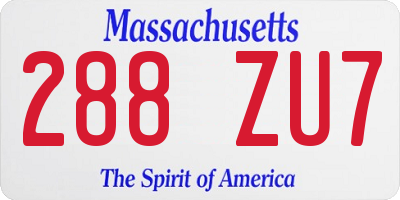 MA license plate 288ZU7