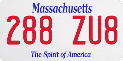 MA license plate 288ZU8