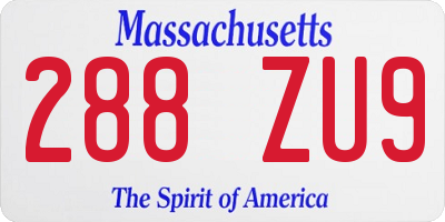 MA license plate 288ZU9