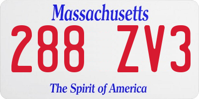 MA license plate 288ZV3