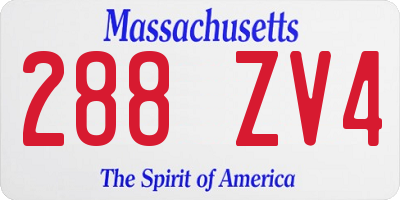 MA license plate 288ZV4