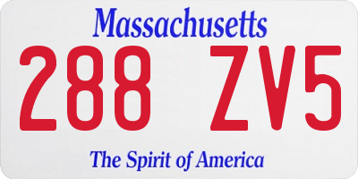 MA license plate 288ZV5