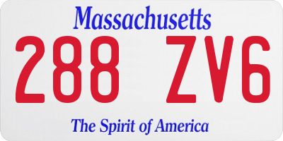 MA license plate 288ZV6