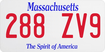 MA license plate 288ZV9