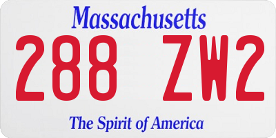 MA license plate 288ZW2