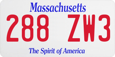 MA license plate 288ZW3