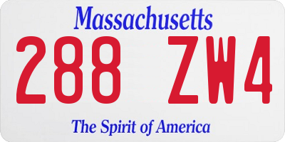 MA license plate 288ZW4