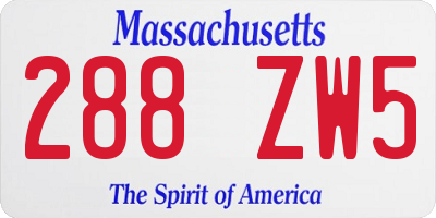 MA license plate 288ZW5